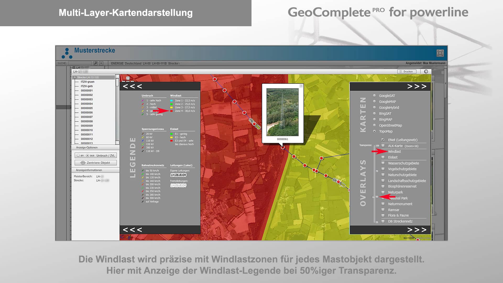 Multi-Layer-Kartendarstellung | Windlast